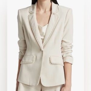 Cinq a Sept pearl trim blazer in “Moon”
